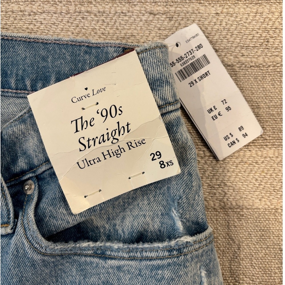 A&F Curve Love 90s Straight Criss Cross High Rise Jeans NWT 29/8 Extra Short - Picture 5 of 6